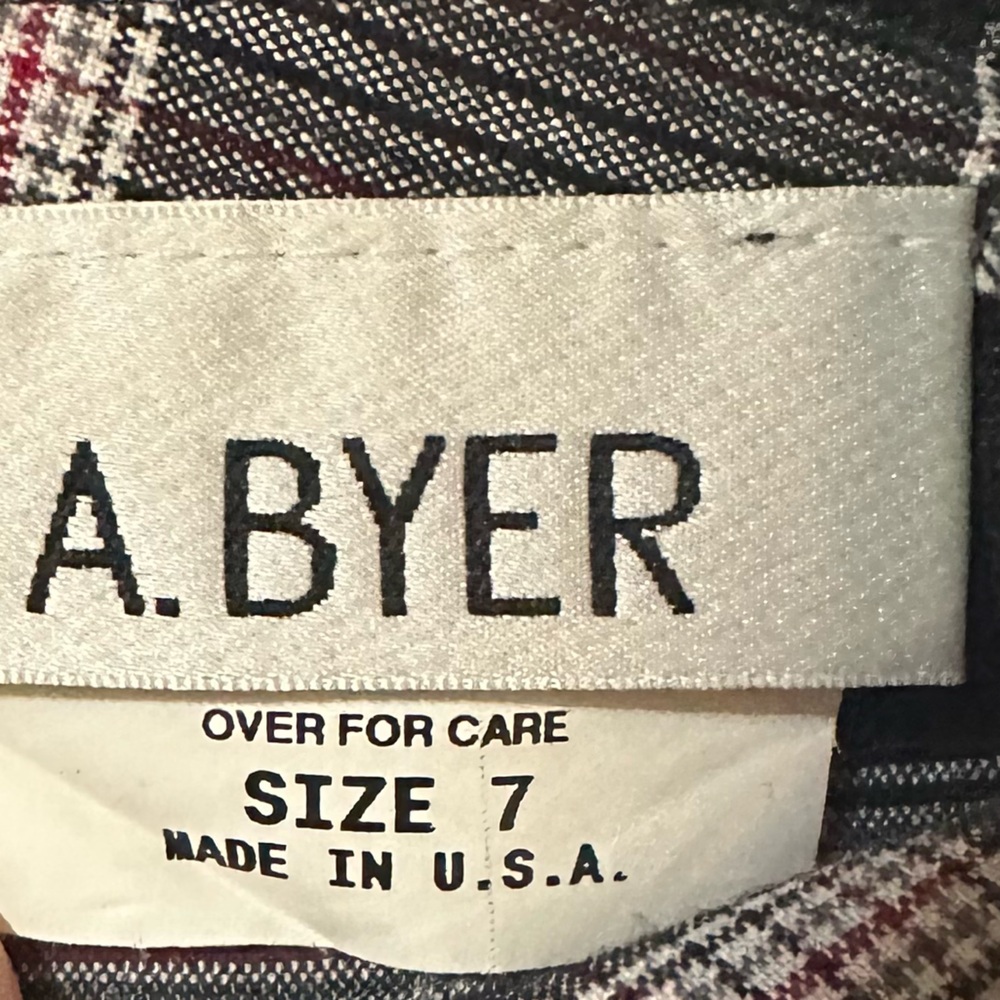 VINTAGE 90s A. BYER Red Black White Plaid Clueless Prep Mini Skirt w/ Side Slit - Picture 16 of 16